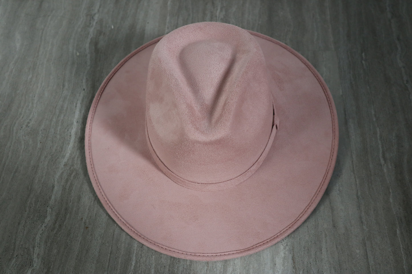 PREMIUM Vegan Faux Suede Fedora Hat Stiff Brim - Desert Pink