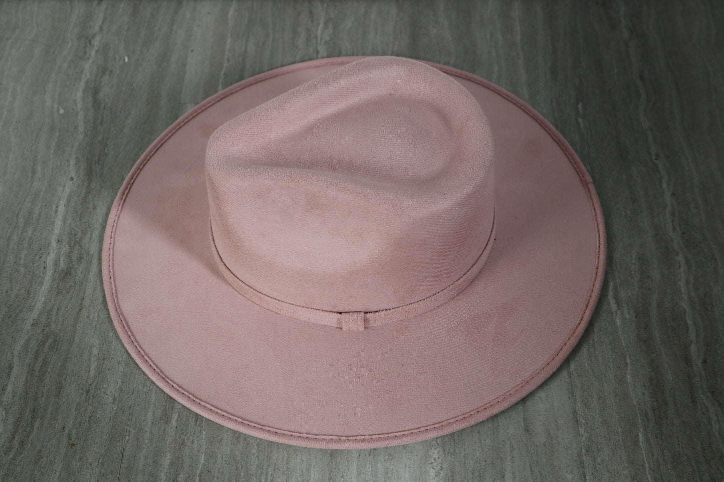PREMIUM Vegan Faux Suede Fedora Hat Stiff Brim - Desert Pink